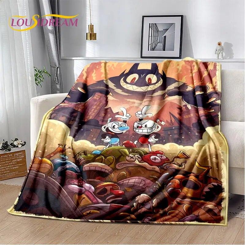 Cuphead and Mugman,Game Gamer Soft Plush Blanket,Flannel Blanket Throw Blanket for Living Room Bedroom Bed Sofa Picnic Cover Kid