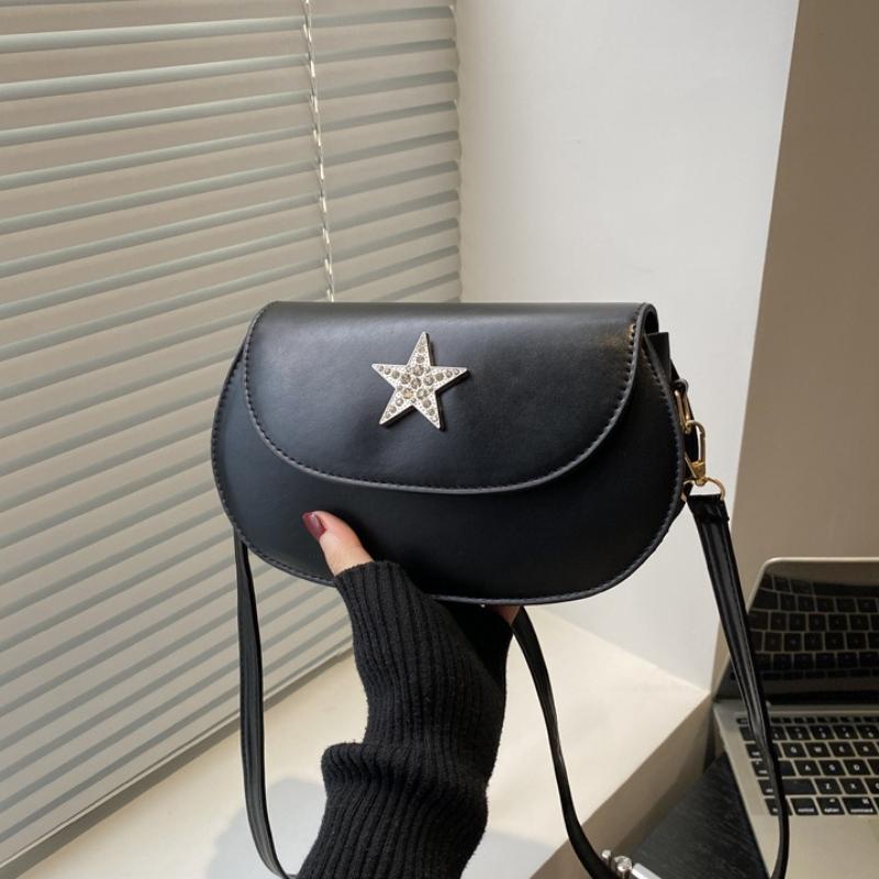 Fashi Star Women Pu Leather Shoulder Armpit Bags Thread Design Ladies Crossbody Saddle Bag Simple Girl Phe Handbags Purse