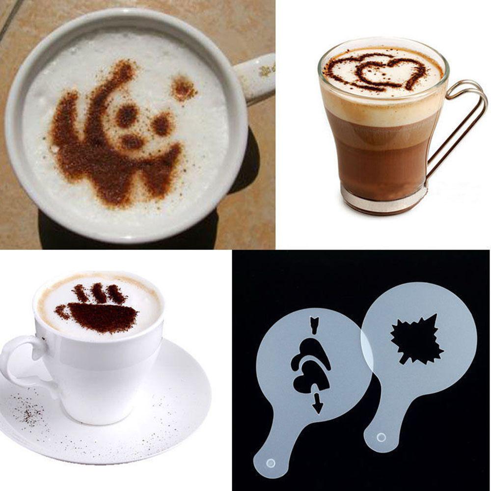 16pcs DIY Latte Cake Cappuccino Decorating Foam Tool Coffee Art Stencils