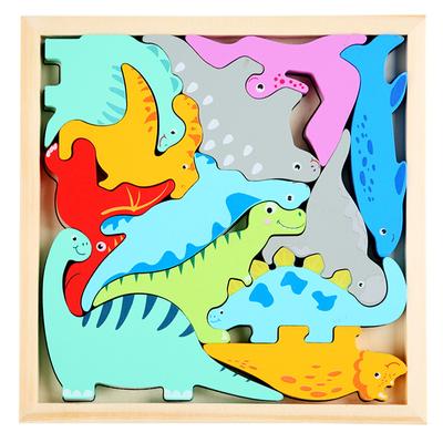 Wooden Puzzles for Kids, Montessori Dinosaur Stacking Toys for Boys Girls Gifts