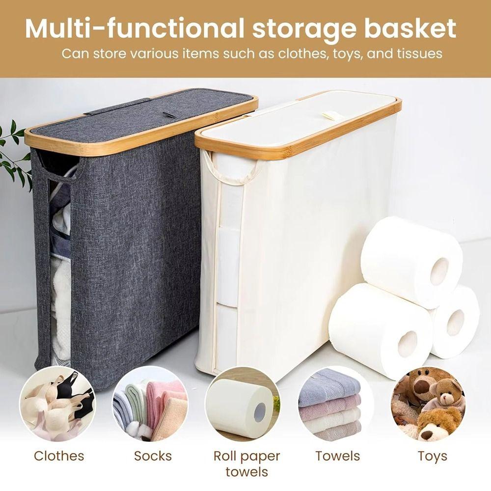 Large Capacity Toilet Paper Storage Basket Folding Visible Tissue Holder  12-16 Rolls