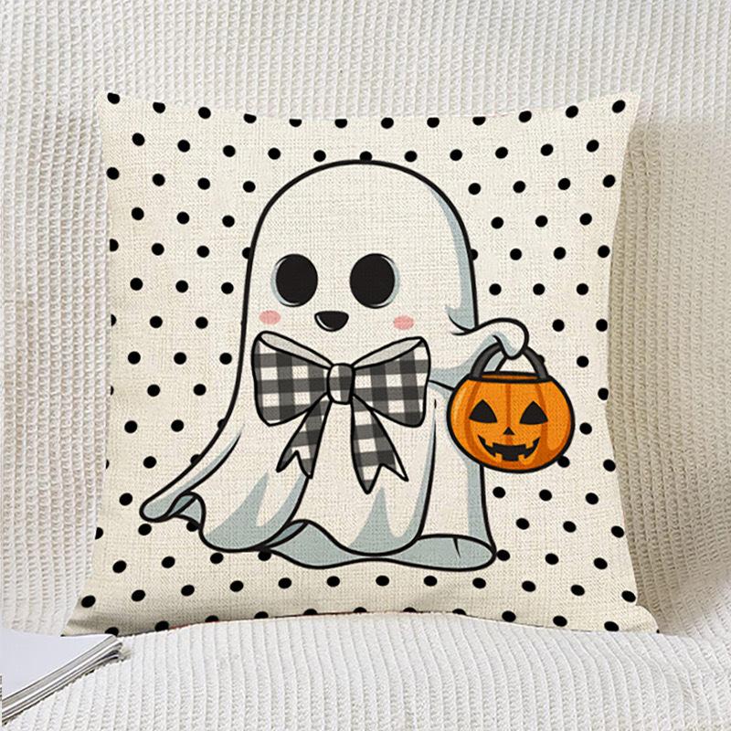 

New Halloween Pillow Cover Living Room Sofa Cushion Cover Cute Little Ghost Pumpkin Home Ornament Premium Durable 45 * 45Cm