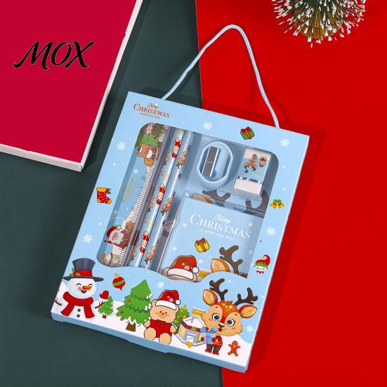 School Opening Activity Favors 6PCS Christmas Stationery Set, Include Pencils Ruler Sharpener Eraser Pencil Case Practical Student Learning Tools And