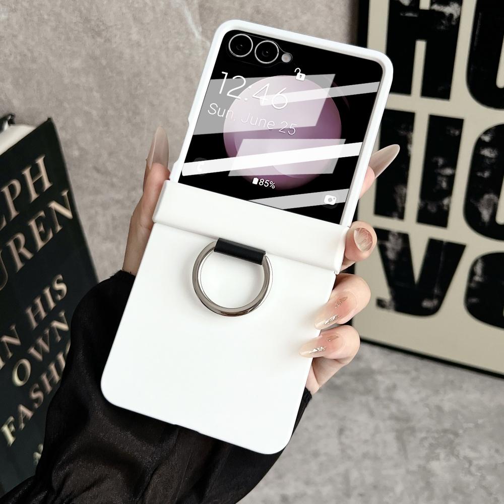 

Ring Holder Matte Candy Solid Color Case for Samsung Galaxy Z Flip 7 6 5 flip7 zflip Screen Film Protector Hard Shockproof Cover Galaxy Z Flip6