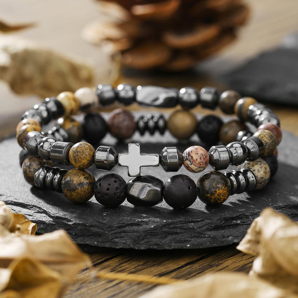 Bracelet Zircon Micro-incrusté Dés Ensemble de Bracelets, Bracelet Élastique Pierre de Fiel Noire Très Vendu, Puissance Petit Ami.