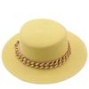 New Flat Top Top Hat Straw Hat Ladies Summer Beach Hat Shade Sunscreen Resort Seaside Hat Flat Brim Jazz Hat