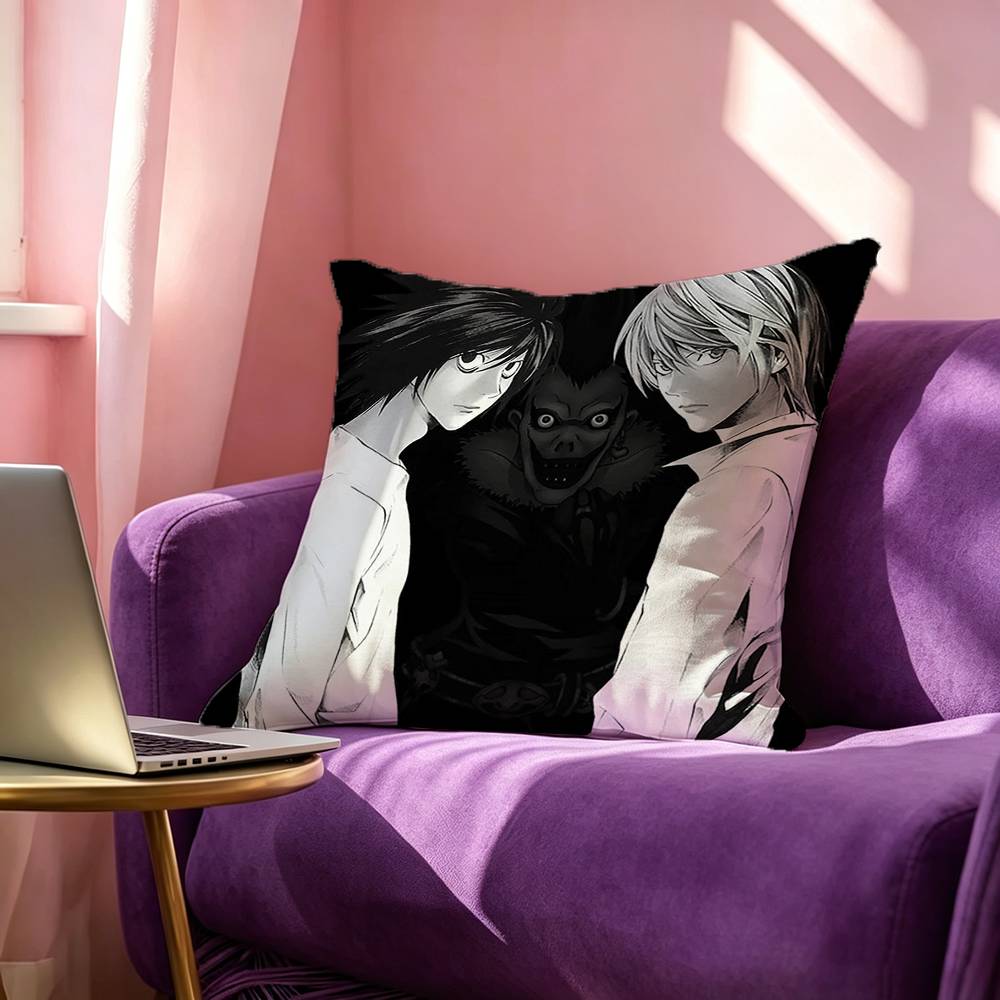Japanese Anime Death Note Enamel Square DoubleSided Printed Pillow Case Bedroom Bedside Pillow Sofa Cushion Cover