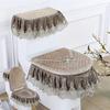 New Universal Lace Toilet Seat Mat Set Simple Style Gold Velvet Toilet Cushion Bathroom U-shaped Zipper Type Toilet Ring Cover