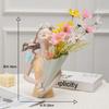 Nordic Girl Holding Vase with Artificial Flowers, Elegant Artistic Resin Home Decor Statue for Living Room, Entryway & TV Cabinet