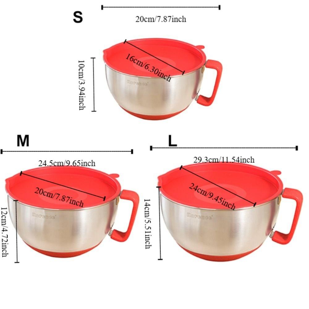 Stainless Steel Mixing Bowl Scaled Salad Basin Multifunctional Kneading Dough Bowl  Cream