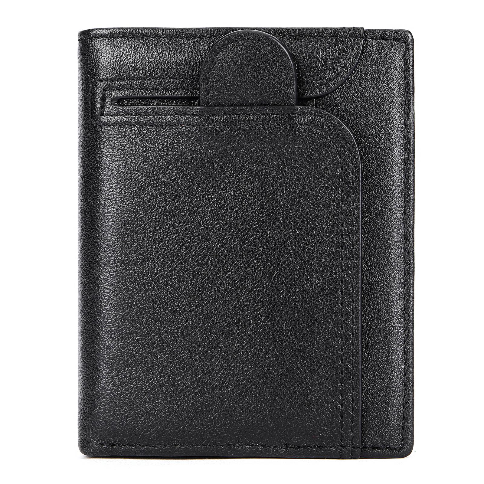 

Многофункциональный мужской кошелек для монет из натуральной кожи с защитой от кражи, для водительских прав, винтажный кошелек из коровьей кожи с отделкой под голову 9*2.5*11.5cm чёрный