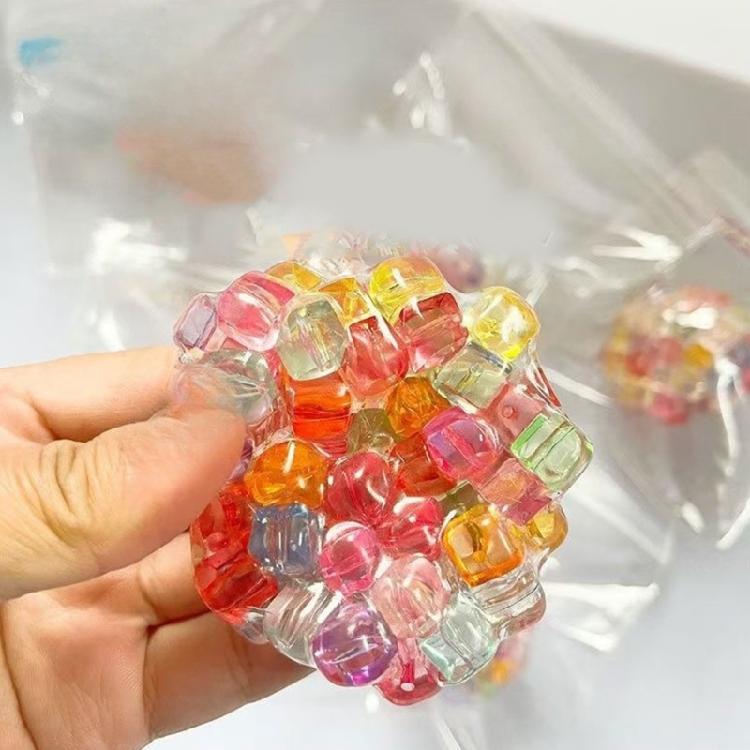Funny Squeeze Ball with Colored Beads Stress Relief Squeeze Toy Stress Relief Sensory Toy for Kid Adult Men Women