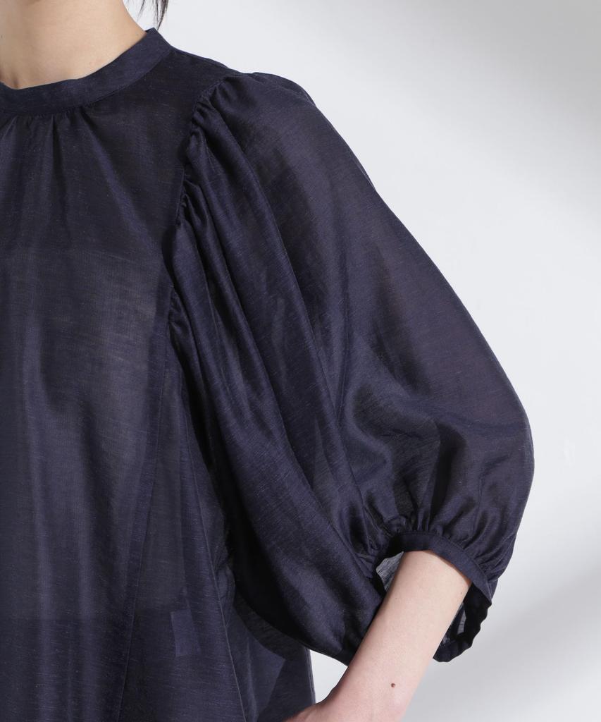 Nano Universe Linen Blend Sheer Blouse with Volume Size F Women's Sleeves, Ivory, 037, 669-5120317