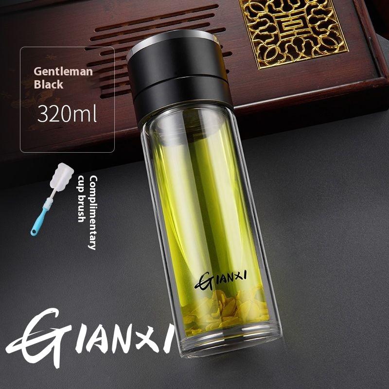 GIANXI One Button Open Lid High Temperature Tea Separation Cup men's Office Press Water Cup Tea Cup Quick Open Double Glass