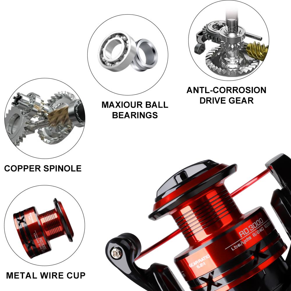 FTK Mulineta Spinning 1000 2000 3000 14BB Tambur Forță Maximă de Frânare 30 Kg Aluminiu Apă Sărată Mulinetă Spinning Pescuit