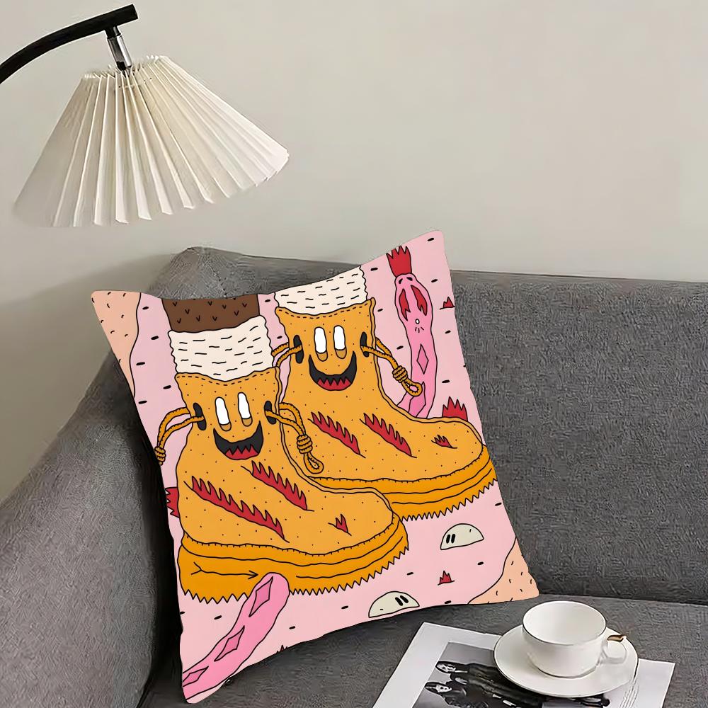 Illustration von allem auf Schuhen Kissenbezug Wendbar Plüsch Kissenbezug – Für Auto, Sofa, Schlafzimmer, perfekt als Geschenk.