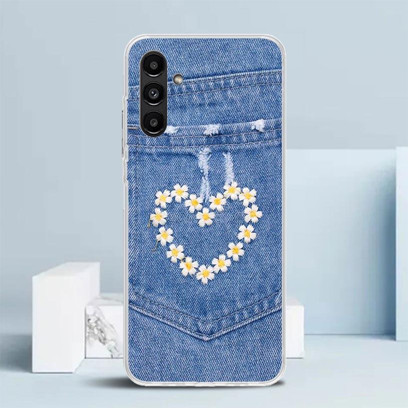 Jeans Cowboy Denim Printed Phone Case For Samsung Galaxy A17 A37 A57 A16 A15 A14 A13 A56 A55 A54 A53 A36 A35 A34 A33 A26 A25 A24