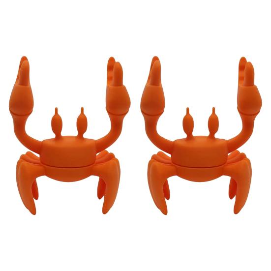 

2 шт. держатель для столовых приборов из силикона в виде краба, боковая клипса для кастрюли, нескользящий термостойкий органайзер для ложек, контейнер для столовых приборов оранжевый