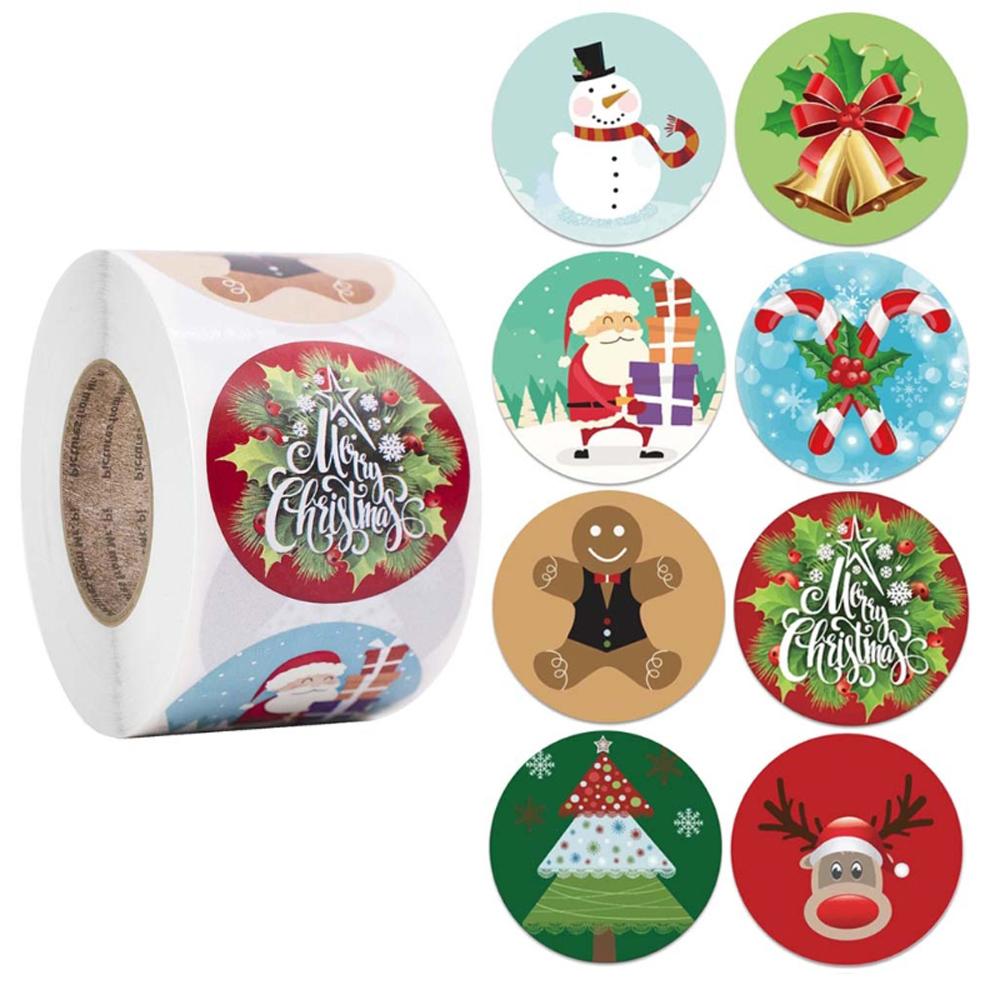 Christmas Sticker Cartoon Christmas Tree Santa Claus Design Paper Label Merry Christmas Cute Stickers Stationery Stickers