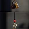 Unisex Personalized Hugging Pear Keychain: Red & Green Sandalwood Pendant Phone Chain