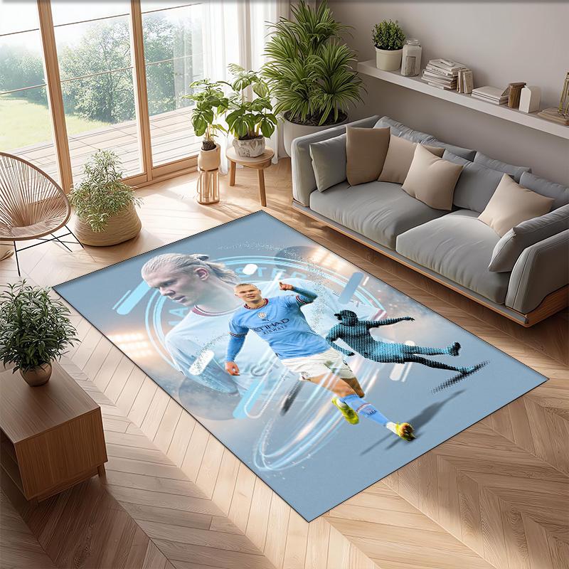 Erling Haaland Calcio Football Pattern Tappeto Morbido per Area Tappeto per Pavimento Interno Antiscivolo Tappetino Decorazione Sportiva per Camera da Letto