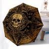Gothic Skull Decorative Metal Wall Art SignUmbrella with Cute Design, Portable 3-Fold Compact Umbrella for Men & Women, Valentine's Day Mother's Day H