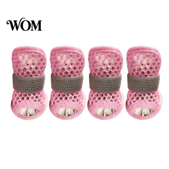 Water Resistant Dog Sneakers 4Pcs Shoes for Hot Pavement, Breathable Mesh Boots, Summer Paw Protectors with Non-slip Soles Small Medium Dogs
