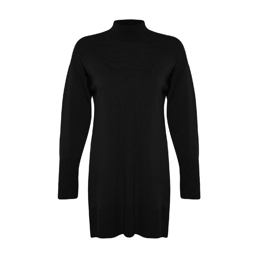 Pulover de tricotaje verde închis cu guler ridicat Tctaw24ak00007