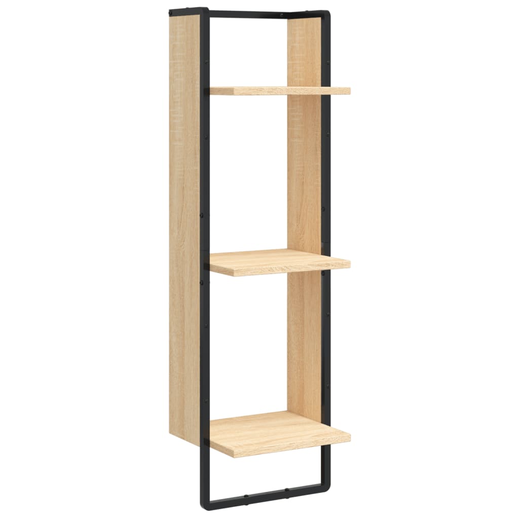 6 Piece Wall Shelf Set with Bars Sonoma Oak Wood Based Material