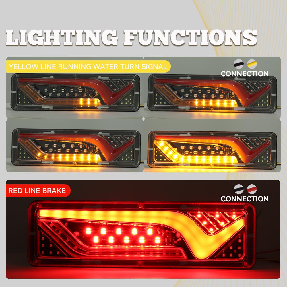 2 PCS Waterproof 12V 24 Truck LED Tail Light Rear Lamp Stop Reverse Safety Indicator Fog Lights for Trailer Truck Car Taillights