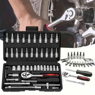 46 Piece Combination Tool Car Screwdriver Set Ratchet Wrench Multifunctional Repair Home Decoration Car Socket Accessories