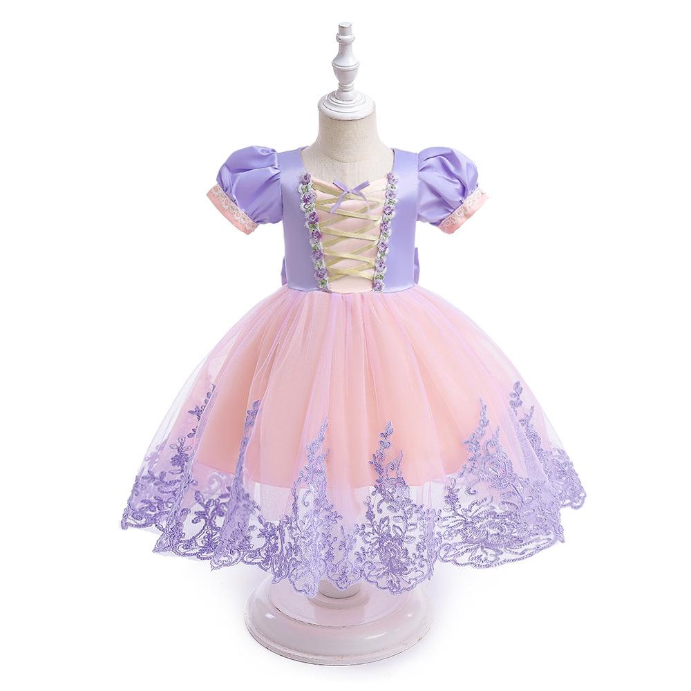 Rapunzel Princess Dress - Girls' Satin Mesh Evening Gown Cosplay Costume