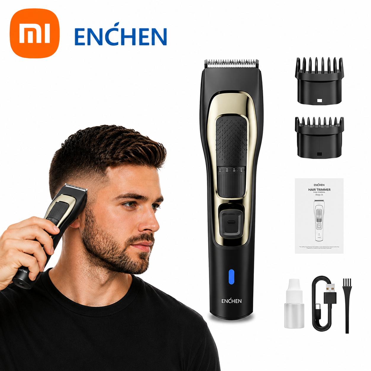Электрическая машинка для стрижки волос Xiaomi ENCHEN Sharp 3S, перезаряжаемая машинка для стрижки, триммер для волос для мужчин чёрный