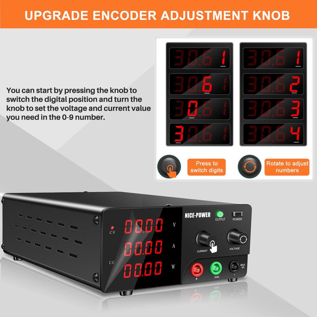 Voltage Regulator NICE-POWER Stabilized Variable DC Power Supply Output Switch 0-120V 0-10A For Industrial Control & Power Debug R-SPS12010