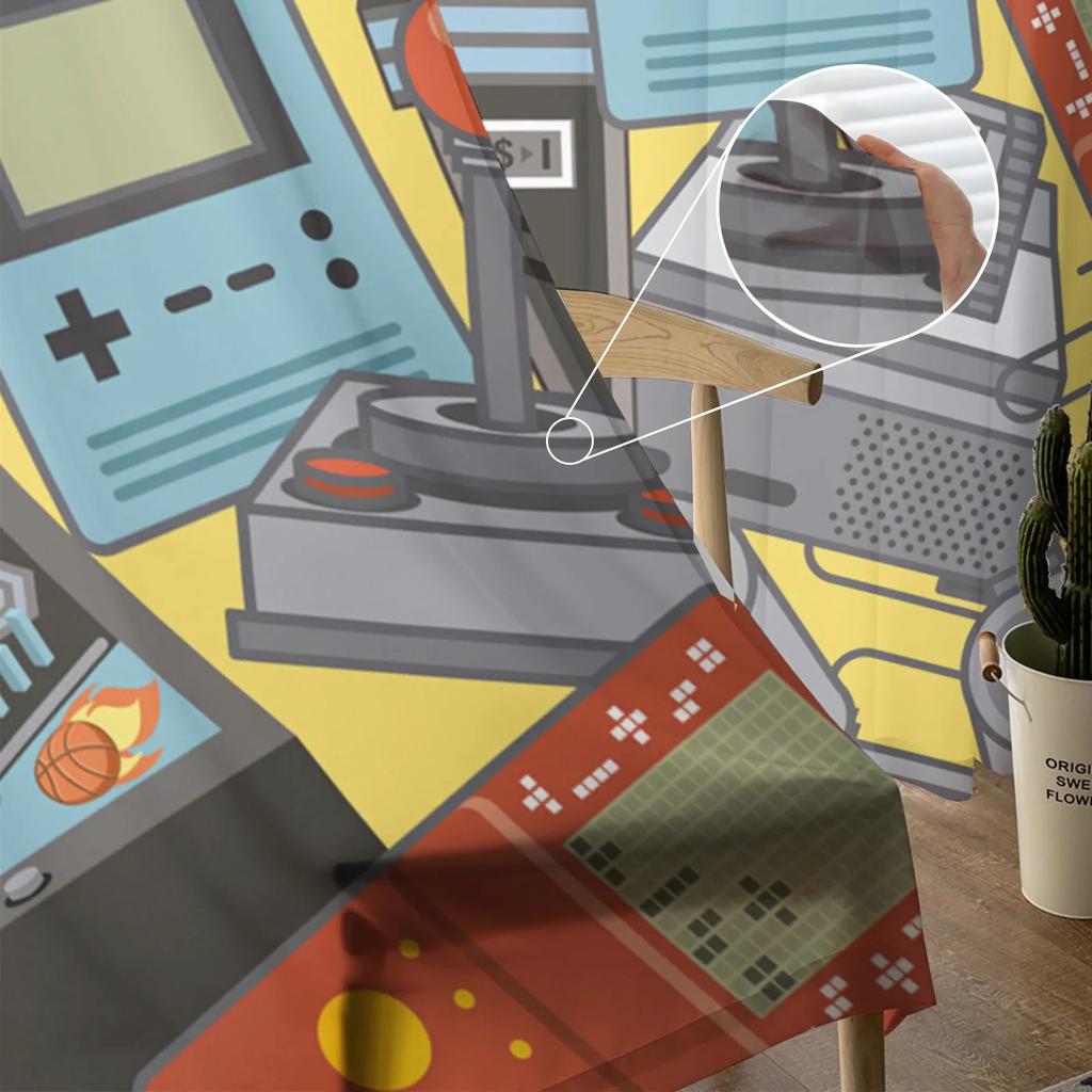 Przycisk Gamepada Gra Wideo Kreskówka Tiul Przezroczyste Zasłony Okienne do Salonu Sypialni Nowoczesne Woalowe Zasłony Organzowe Draperie