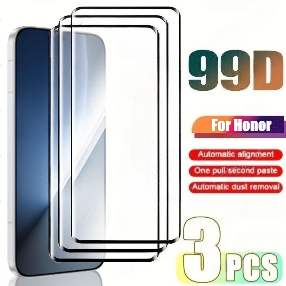

3Pcs Full Cover Tempered Glass for Honor Magic 8 7 6 Pro 5 4 Lite X9c X9a Screen Protector for Honor 400 300 200 100 Pro 90 Lie Tempered glass&Honor 90 Lite білий