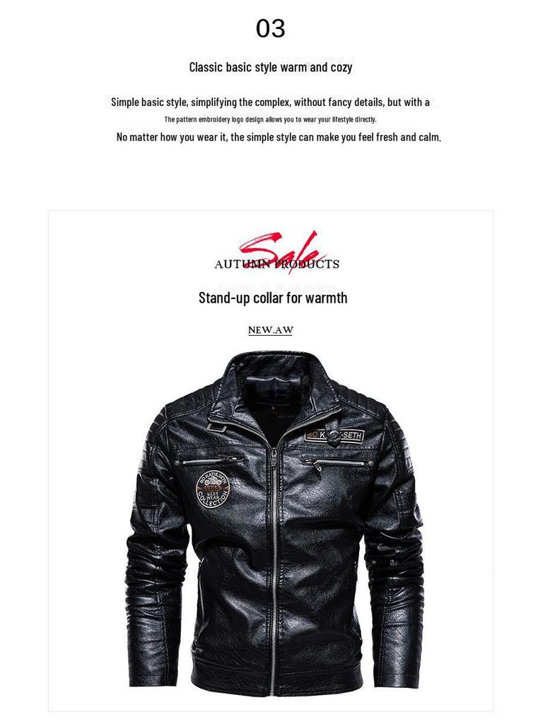Men's 2020 PU Leather Motorcycle Jacket with Modern Tough Guy Style and Velvet Lining