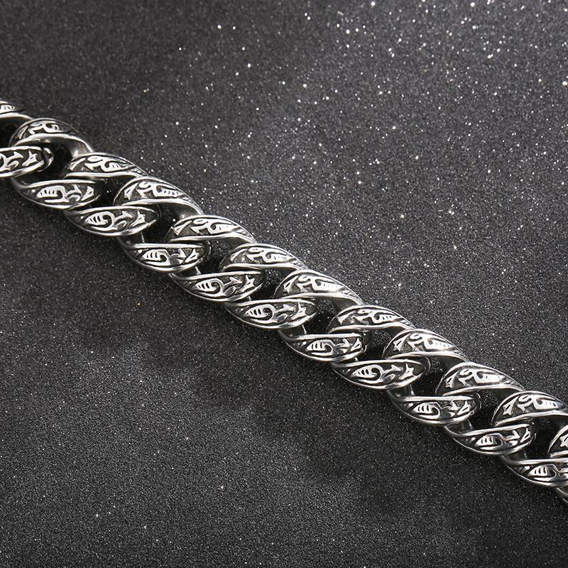 Vintage Solid 316L Stainless Steel Man Bracelet for Men 12MM Width Curb Link Chain Men's Bracelets Bangles Wrist On Hand Jewellery