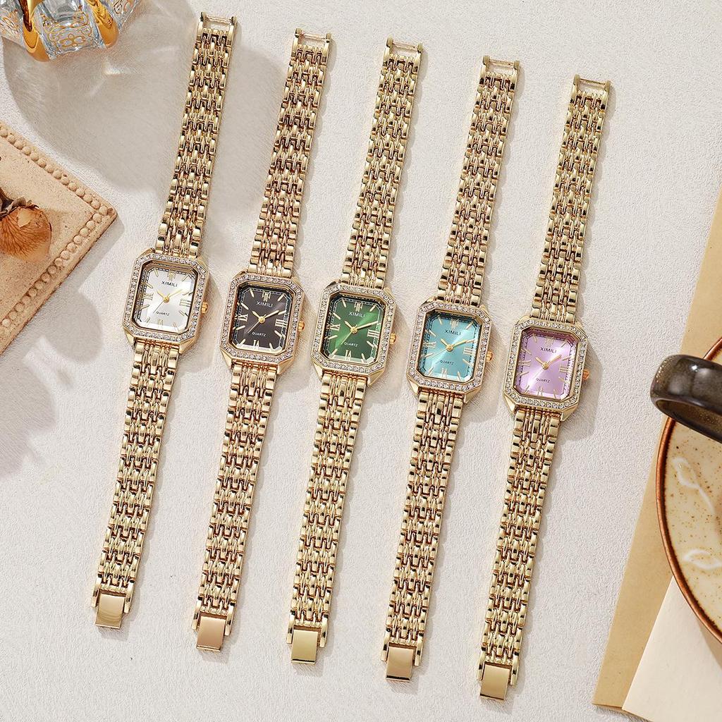 Elegant Women's Roman Quartz Watch with Diamond Accents - Versatile for Business and Casual Wear