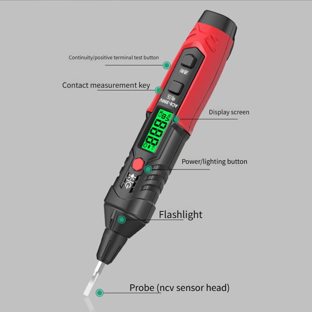 Testerer Pen AC6V-390V Voltage Detectors Meter Voltmeter Buzzers Alarm Not-Contact Tester Breakpoints Finding Tool