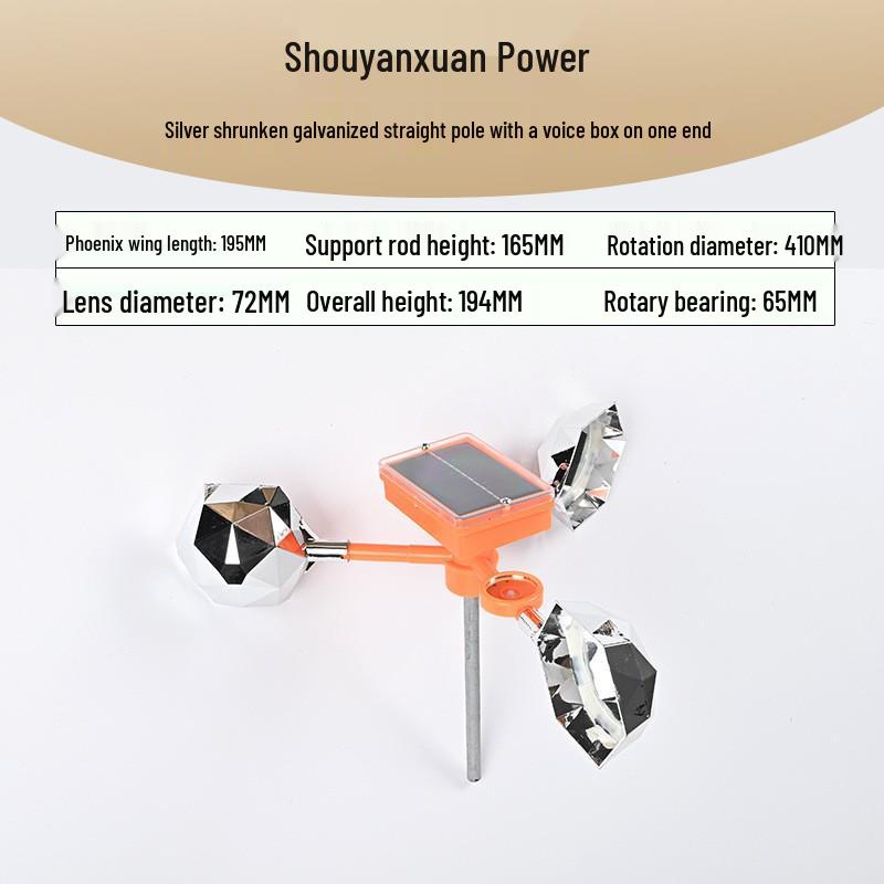 Wind-Powered Smart Bird Repeller with Light Sensor for Power Lines, Airports, and Orchards