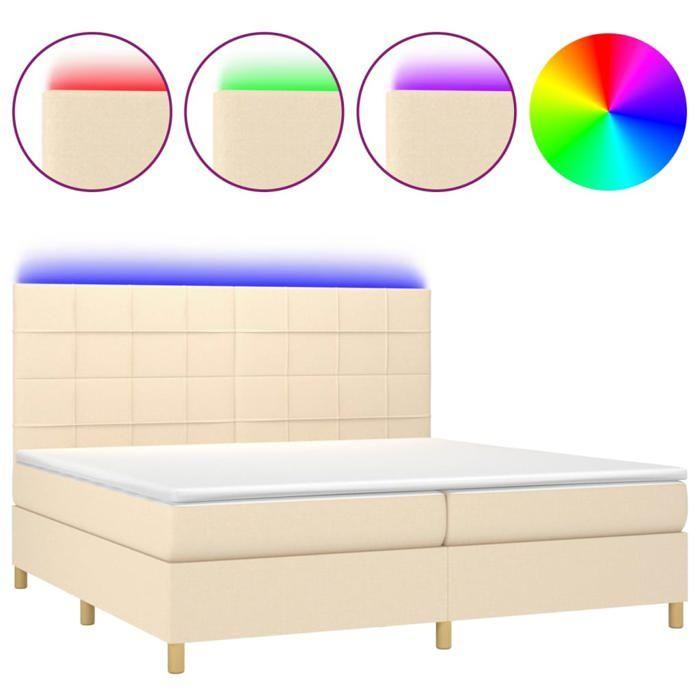 VidaXL Slat Bed Base with Mattress and LED, Upholstered Bed, Double Bed, Adult Bed for Interior Bedroom, 3135466