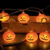 Halloween Light String 3D Pumpkin Design Easy to Use Battery Operated LED Light String Indoor Outdoor Decoration