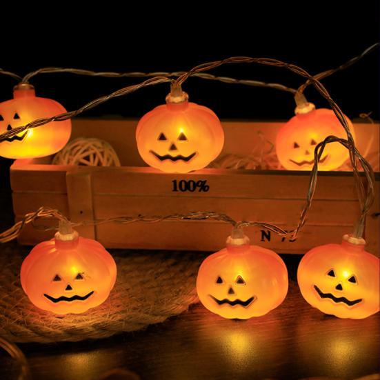 Halloween Light String 3D Pumpkin Design Easy to Use Battery Operated LED Light String Indoor Outdoor Decoration