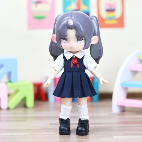 Obitsu 11 OB11 Size Outfit for Obitsu Doll 11cm Body, School Uniform, One-Piece Dress, Honor Student Style, Two Colors (Navy)