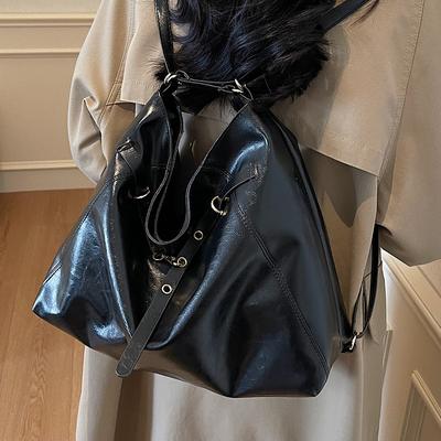 2025 Multifunctional Textured Commuter Large Capacity Retro Fashion Solid Color Crossbody One Shoulder Tote Bag Women