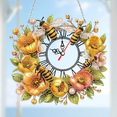 Acrylic Special Shape Daisy 5D Diamond Painting Clock Art Craft Diamond Painting Clock Handicraft Diamond Painting Hanging Clock