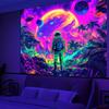 Interstellare Astronauten-Wandteppich - UV-reaktiver Polyester-Partyhintergrund, Leuchtet im Dunkeln Weltraumabenteuer Wandbehang, Sommer Ho