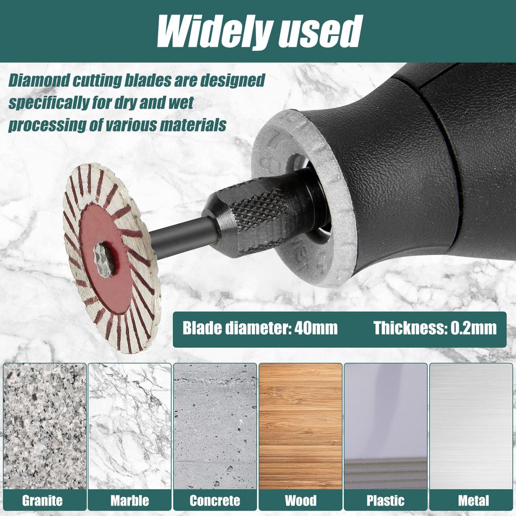 10Pcs Cutting Disc 6mm Shank Circular Saw Blade Sanding Disc Grinding Wheel For Wood Metal Stone Granite Marble Wet Dry Cutting