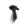 Steampunk Gothic Mini Top Hat with Metal Gear Chain and Lace Trim Unisex Creative Costume Headpiece for Halloween Party Cosplays